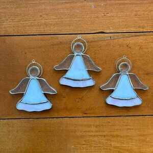 Stunning ANGEL Ornaments, Stained Glass & Metal, 3 Identical, 3 3/4" (set of 3)